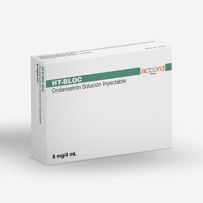 HT-BLOC Ondasetrón 8mg / 4mL - Solución inyectable con 3 Ampolletas.