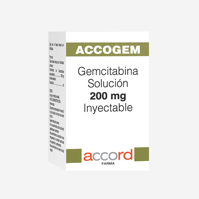 ACCOGEM ® Gemcitabina 200mg / 10mL - Solución inyectable, frasco ámpula