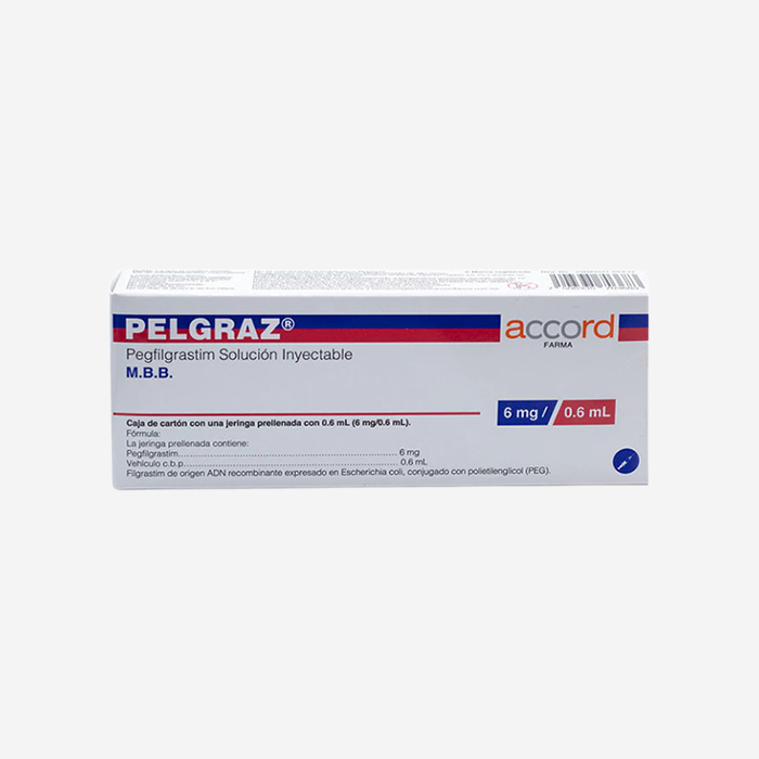 PELGRAZ ® Pegfilgrastim 6 mg / .60 ml - Solución inyectable, 1 jeringa prellenada.